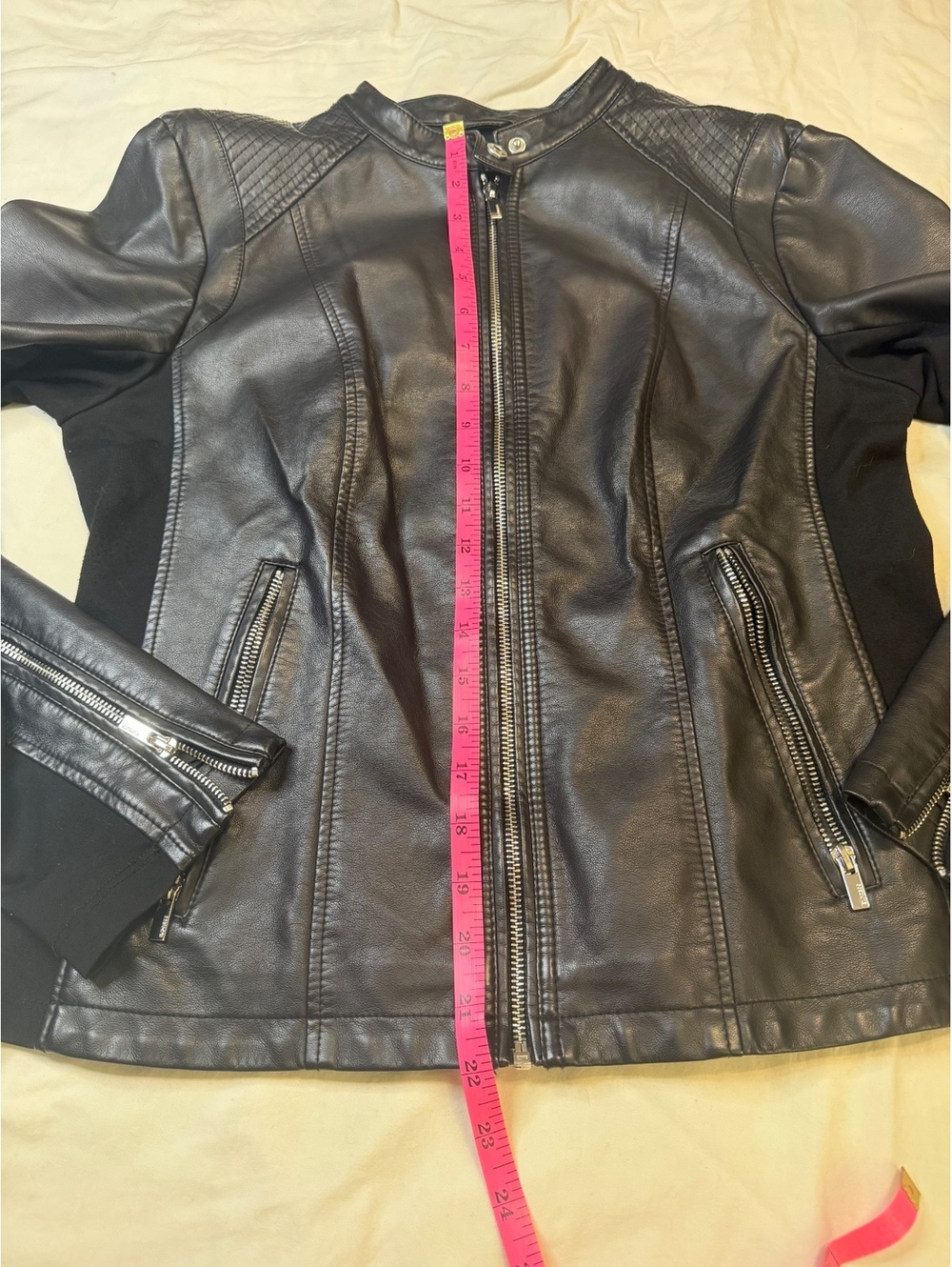 Express Black Faux Leather Jacket L - Picture 4 of 8